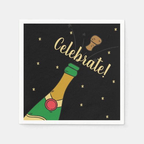 Champagne Cork Pop Special Celebrate Celebration Paper Napkins