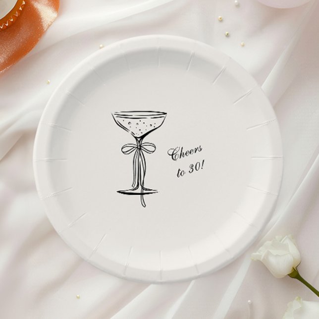 Champagne Coupe Cheers to Birthday Paper Plates (Creator Uploaded)