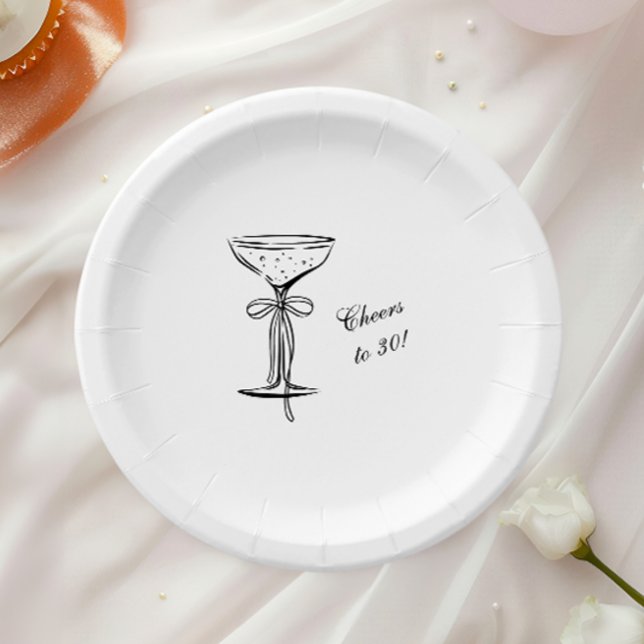 Champagne Coupe Cheers to Birthday White Paper Plates (Creator Uploaded)