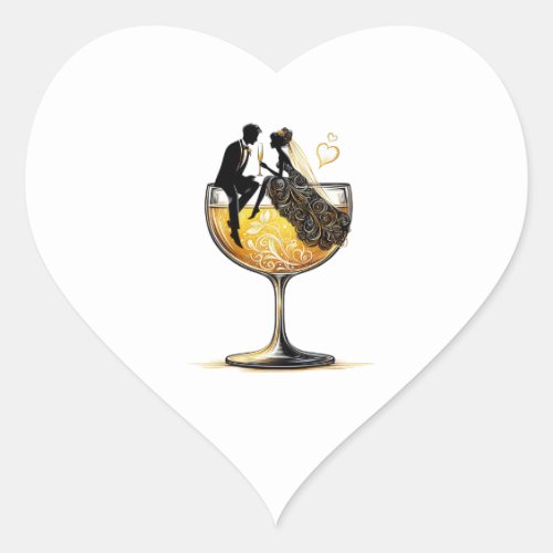 Champagne Couple Heart Sticker