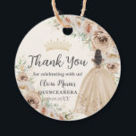 Champagne Cream Beige Floral Princess Quinceañera Favor Tags<br><div class="desc">Personalize these elegant champagne floral Quinceañera / Sweet 16 birthday thank you favor tags easily and quickly. Simply click the Edit Using Design Tools button to further edit the text, change font style and font colors. Some of the images can be moved around, replicated or removed. Featuring beautiful watercolor champagne...</div>