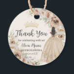 Champagne Cream Beige Floral Princess Quinceañera Favor Tags<br><div class="desc">Personalize these elegant champagne floral Quinceañera / Sweet 16 birthday thank you favor tags easily and quickly. Simply click the Edit Using Design Tools button to further edit the text, change font style and font colors. Some of the images can be moved around, replicated or removed. Featuring beautiful watercolor champagne...</div>