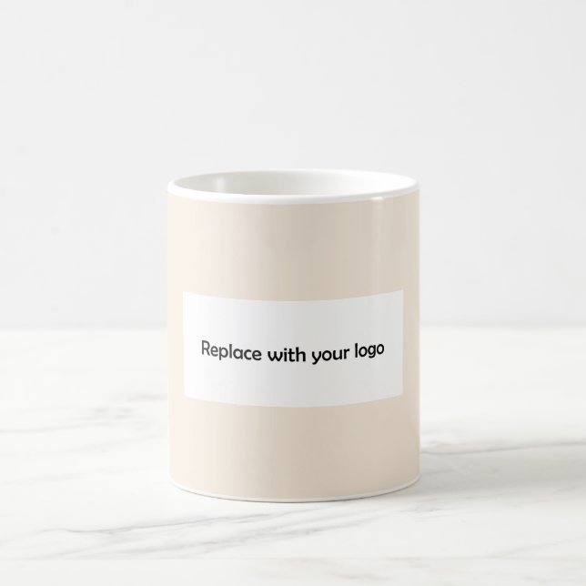 Champagne cream business logo rectangular coffee mug (Center)
