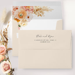 Champagne Cream Envelope with Elegant Peach Floral