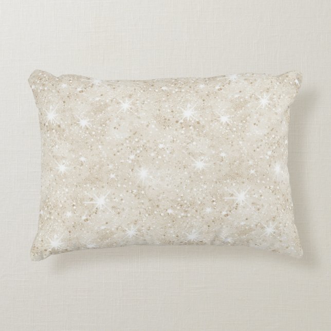Champagne Cream Sand Glitter  Accent Pillow (Front)