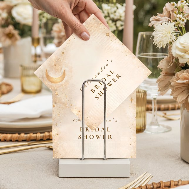 Champagne Crescent Moon Bridal Shower Napkins (Creator Uploaded)