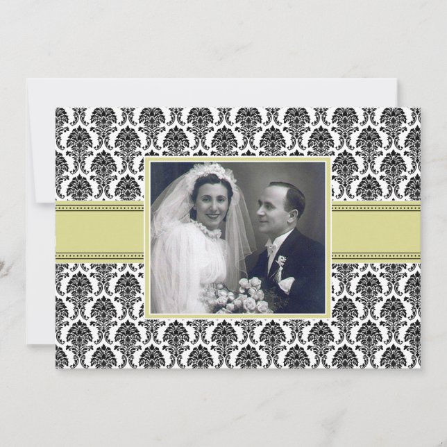 Champagne Damask Anniversary Party Invitation (Front)