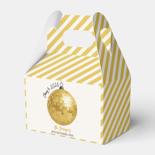 Champagne Disco Ball 2026 New Year Eve Favor Boxes (Front Side)
