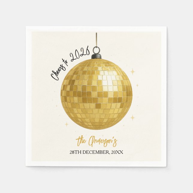 Champagne Disco Ball 2026 New Year Eve Napkins (Front)