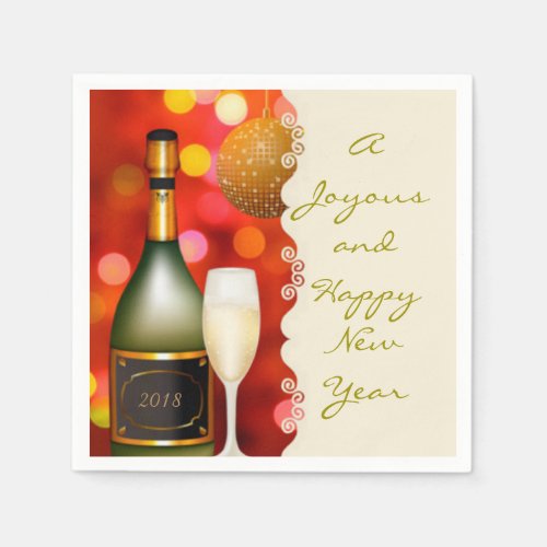 Champagne Disco Ball New Year Napkin