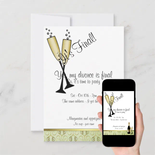 Champagne Divorce Party Invitation (Downloadable)