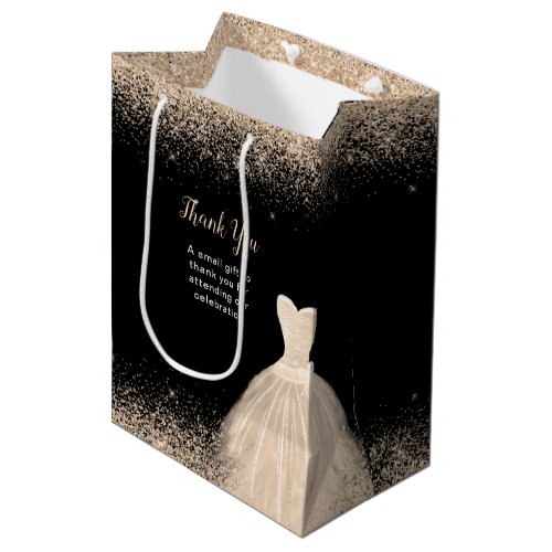 Champagne Dress Faux Glitter Birthday Party Medium Gift Bag