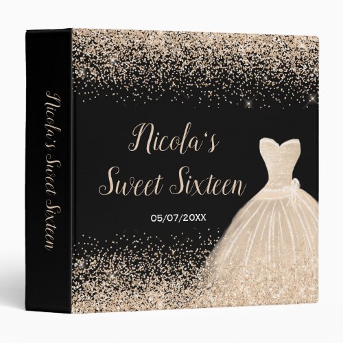 Champagne Dress Faux Glitter Sweet 16 Photo Album