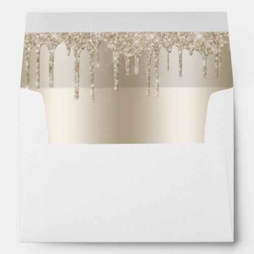 Champagne Dripping Glitter Quinceanera Birthday Envelope