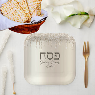 Champagne Dripping Jewish Holiday Passover Seder Paper Plates
