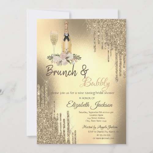 Champagne Drips Brunch  Bubbly Bridal Shower  Invitation
