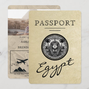 Champagne Egypt Passport Wedding Invitation