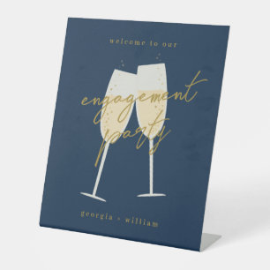 Champagne Engagement Party Pedestal Sign