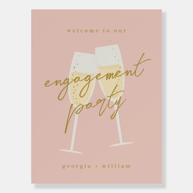 Champagne Engagement Party Welcome Sign (Front)
