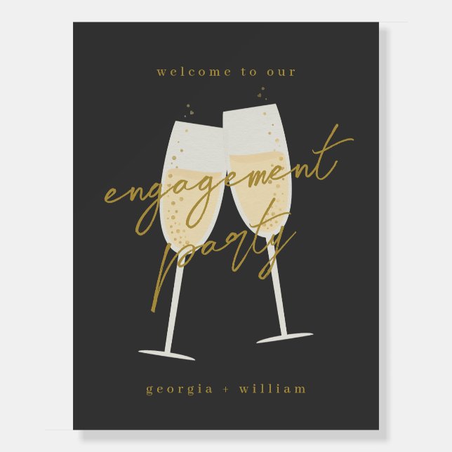 Champagne Engagement Party Welcome Sign (Front)