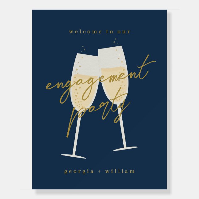 Champagne Engagement Party Welcome Sign (Front)