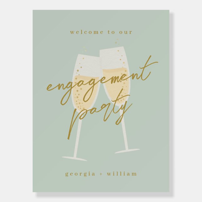 Champagne Engagement Party Welcome Sign (Front)