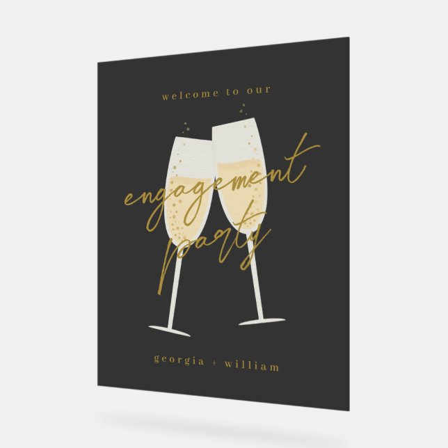 Champagne Engagement Party Welcome Sign (Angle)