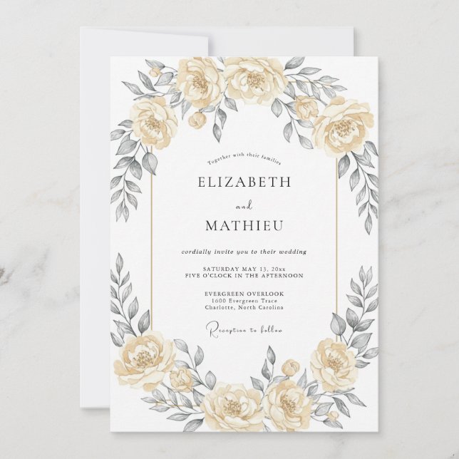 Champagne Ethereal Romantic Wedding Invitation (Front)