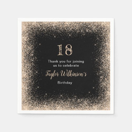 Champagne Faux Glitter Birthday Party Napkins