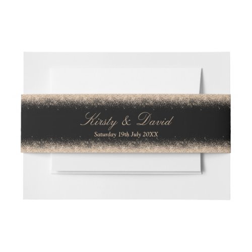 Champagne Faux Glitter Effect Wedding Invitation Belly Band