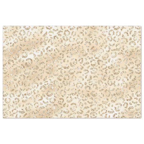 Champagne Faux Glitter Leopard Print Tissue Paper