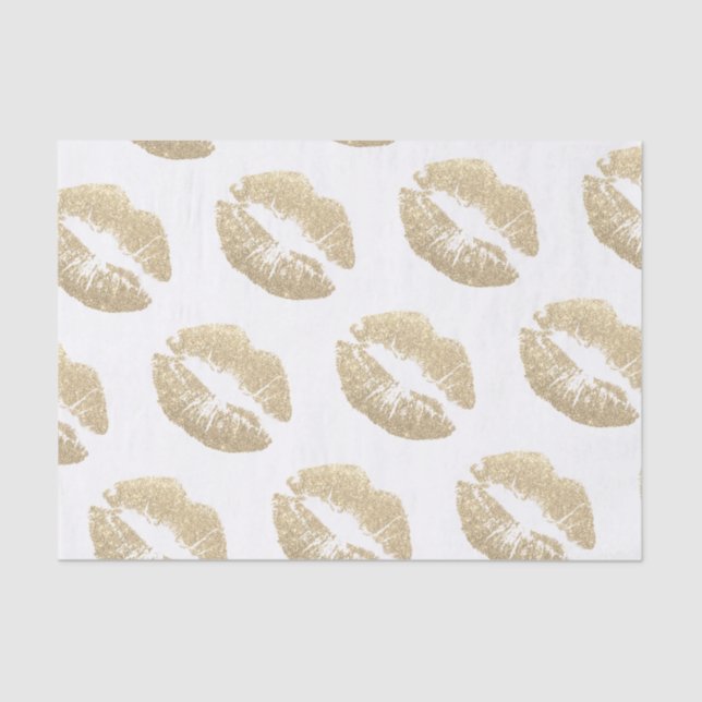 Champagne Faux Glitter Lips Tissue Paper (Front)