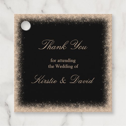 Champagne Faux Glitter Wedding Favor Tags