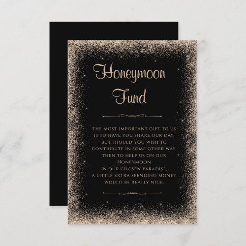 Champagne Faux Glitter Wedding Honeymoon Fund Enclosure Card
