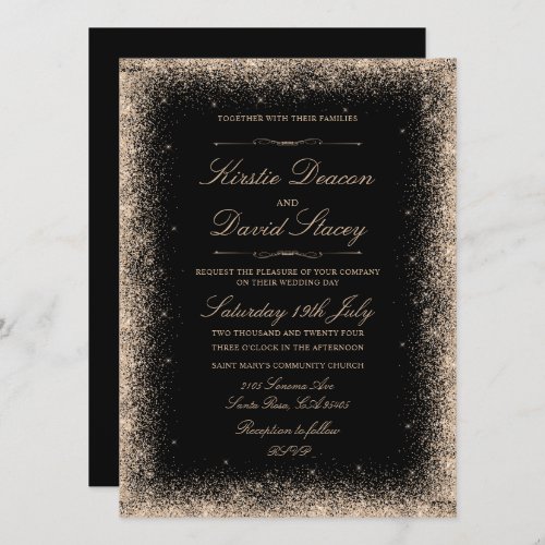 Champagne Faux Glitter Wedding Invitation 