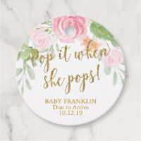 Champagne favor gift tags, Pop it When She Pops Favor Tags