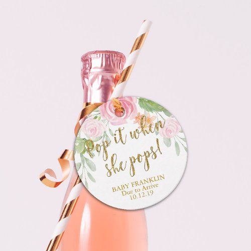 Champagne favor gift tags Pop it When She Pops Favor Tags