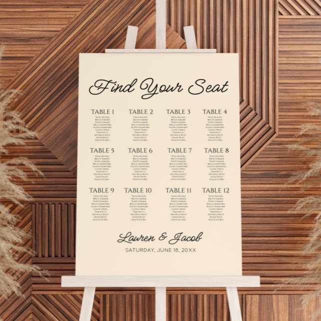 Champagne Find Your Seat Wedding Seating Chart Foam Board (Creator Uploaded)