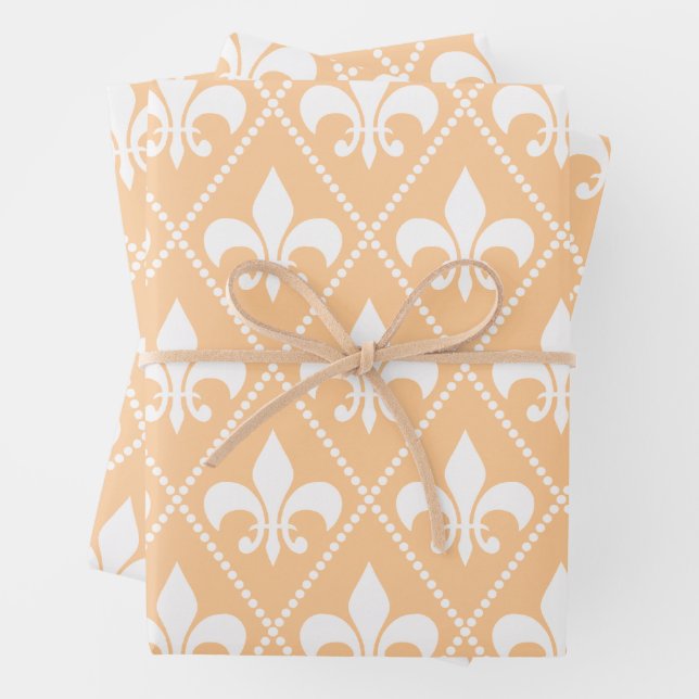 Champagne Fleur de Lis Wrapping Paper Sheets (In situ)