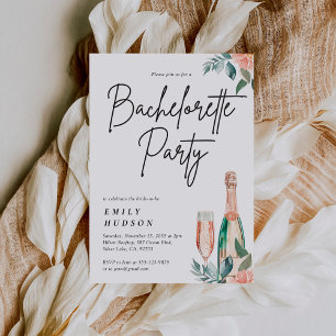 Champagne Floral Bachelorette Party Invitation
