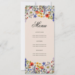 Champagne Floral Boho 70th Birthday Party Menu Invitation