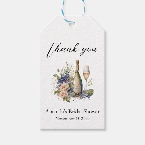 Champagne Floral Bridal Shower Favor  Gift Tags