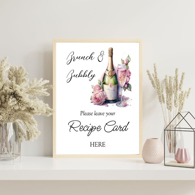 Champagne Floral Bridal Shower Recipe Request Poster (Creator Uploaded)