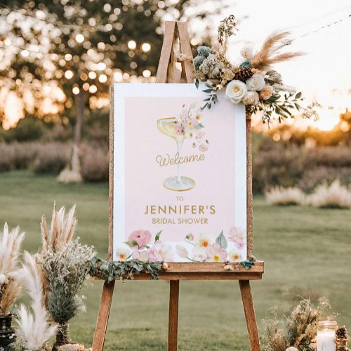 Champagne Floral Bridal Shower Welcome Sign