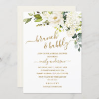 Champagne Floral Brunch And Bubbly Bridal Shower Invitation
