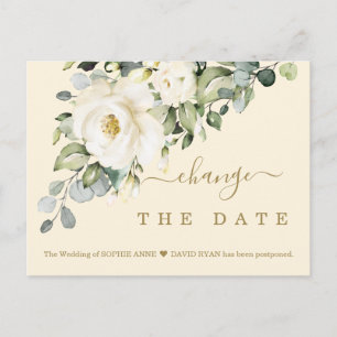 Champagne Floral Change The Date Wedding Postponed Postcard
