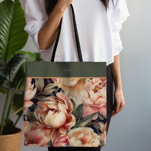 Champagne Floral Tote Bag