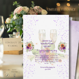 Champagne Floral Wedding Congratulations Card