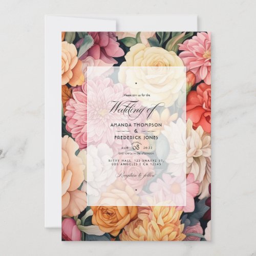 Champagne Floral Wedding Invitation
