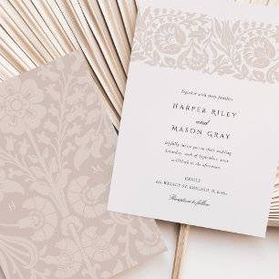 Champagne Floral Wedding Invitation